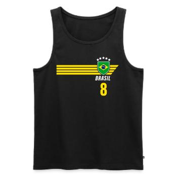 Brésil Maillot de fan de football brésilien Seleção - Débardeur bio Premium Homme - noir - Devant - AI Model Male 178 light (178cm)