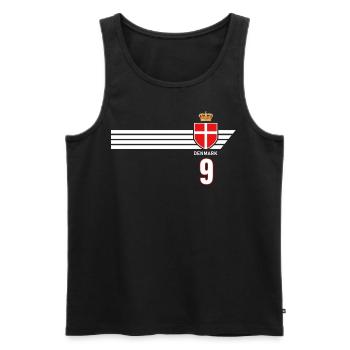 Denmark Football Danish Coat of Arms Flag Dynamite - Men's Premium Organic Tank Top - black - Front - Michal (187cm)