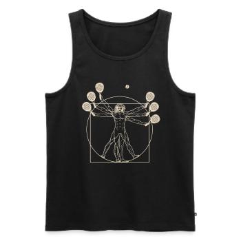 Vitruvian Man Padel Tennis Paddle - Men's Premium Organic Tank Top - black - Front - AI Model Male 178 light (178cm)