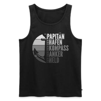 Papitän Papa Kapitän Vatertag Captain Anker Segler - Männer Premium Bio Tank Top - Schwarz - Vorne - Michal (187cm)