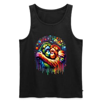 Farbenumarmung - Orang-Utan Harmonie - Männer Premium Bio Tank Top - Schwarz - Vorne - Michal (187cm)