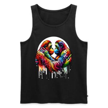 Orang-Utan Liebe - Farbberührung - Männer Premium Bio Tank Top - Schwarz - Vorne - AI Model Male 178 light (178cm)