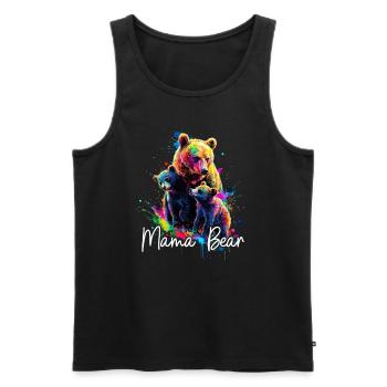 Floral Artistique Maman Ours Ours Maman Fête des Mères - Débardeur bio Premium Homme - noir - Devant - AI Model Male 178 light (178cm)