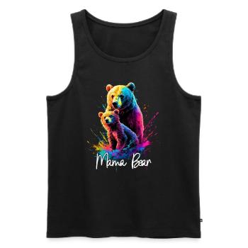 Floral Artistique Maman Ours Ours Maman Fête des Mères - Débardeur bio Premium Homme - noir - Devant - AI Model Male 178 light (178cm)