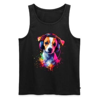 Bunt Künstlerisch Jack Russell Terrier Hund Jacky - Männer Premium Bio Tank Top - Schwarz - Vorne - AI Model Male 178 light (178cm)