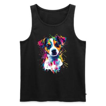 Bunt Künstlerisch Jack Russell Terrier Hund Jacky - Männer Premium Bio Tank Top - Schwarz - Vorne - AI Model Male 178 light (178cm)