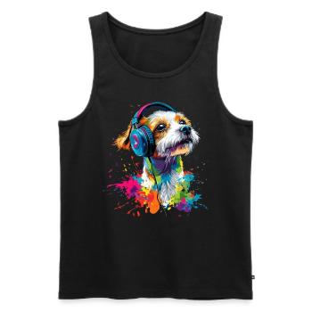 Bunt Künstlerisch Jack Russell Terrier Hund Jacky - Männer Premium Bio Tank Top - Schwarz - Vorne - AI Model Male 178 light (178cm)