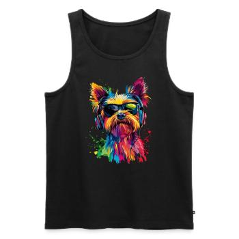 Coloré artistique Yorkshire terrier chien Yorkie - Débardeur bio Premium Homme - noir - Devant - Michal (187cm)