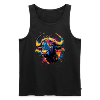 Coloré Artistique Buffalo Big Five Wildlife Safari - Débardeur bio Premium Homme - noir - Devant - Michal (187cm)