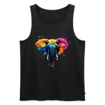 Éléphant artistique coloré Big Five animaux sauvages - Débardeur bio Premium Homme - noir - Devant - AI Model Male 178 light (178cm)
