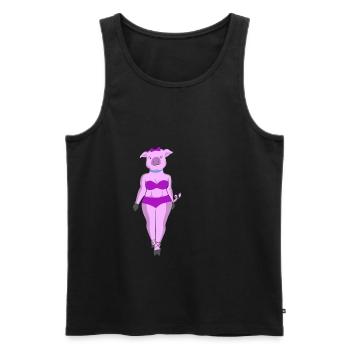 Pig Lady Catwalk Gift Idea - Men's Premium Organic Tank Top - black - Front - AI Model Male 178 light (178cm)