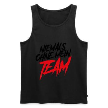 niemals ohne mein team - Männer Premium Bio Tank Top - Schwarz - Vorne - AI Model Male 178 light (178cm)