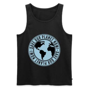 save our planet now - erde - Männer Premium Bio Tank Top - Schwarz - Vorne - AI Model Male 178 light (178cm)