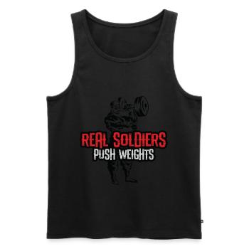 haltères soldat - Débardeur bio Premium Homme - noir - Devant - Michal (187cm)