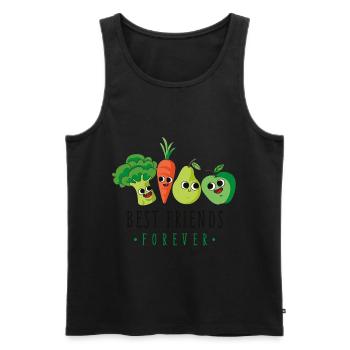 Best friends say vegetables fruit - Men's Premium Organic Tank Top - black - Front - AI Model Male 178 light (178cm)