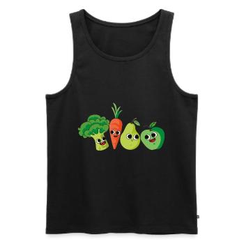 Vegetable fruit cartoon - Men's Premium Organic Tank Top - black - Front - AI Model Male 178 light (178cm)