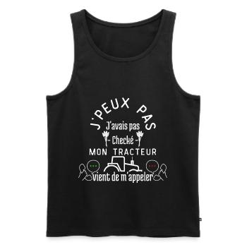 J'AVAIS pas Checké Mon Tracteur m'appelle - Débardeur bio Premium Homme - noir - Devant - Michal (187cm)