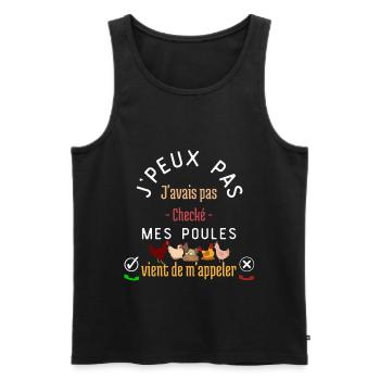 Mes Poules M'appelle idée cadeau humour fermier - Débardeur bio Premium Homme - noir - Devant - Michal (187cm)