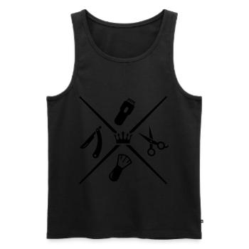barber icons crown - Men's Premium Organic Tank Top - black - Front - AI Model Male 178 light (178cm)