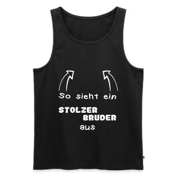 Stolzer Bruder - Männer Premium Bio Tank Top - Schwarz - Vorne - AI Model Male 178 light (178cm)