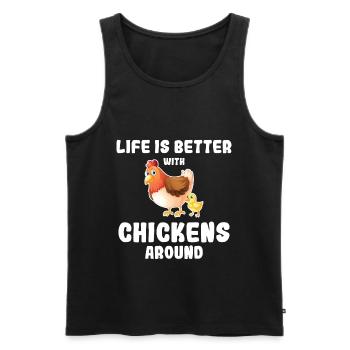 La vie est meilleure avec des poulets fermier poulet fermier - Débardeur bio Premium Homme - noir - Devant - Michal (187cm)