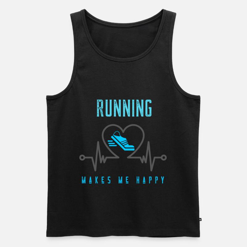 Laufen macht glücklich Runner Läufer Herzfrequenz - Männer Premium Bio Tank Top - Schwarz