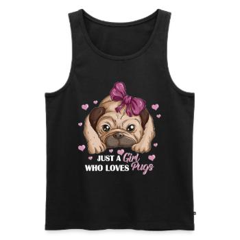 Just a Girl who loves Pugs Hunderasse Mops Herz - Männer Premium Bio Tank Top - Schwarz - Vorne - AI Model Male 178 light (178cm)