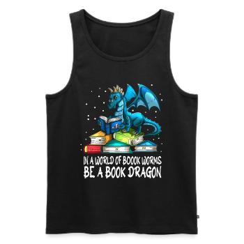 Book Book Worm Read Dragon Reading Outfit Dragon - Men's Premium Organic Tank Top - black - Front - AI Model Male 178 light (178cm)