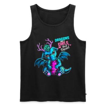 Drachen sind der beste Freund eines Mädchens - Männer Premium Bio Tank Top - Schwarz - Vorne - Michal (187cm)