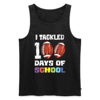 I tackled 100 days of school Football Kindershirt - Männer Premium Bio Tank Top - Schwarz - Vorne - AI Model Male 178 light (178cm)