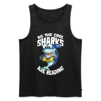 Shark Lit Livre Rat de livre Fan de livre Shark Lovers - Débardeur bio Premium Homme - noir - Devant - AI Model Male 178 light (178cm)