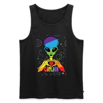 Gay Lesbienne Alien Heart Motif Couple - Débardeur bio Premium Homme - noir - Devant - Michal (187cm)