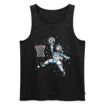 Un astronome de l’espace jouant au basket avec la lune - Débardeur bio Premium Homme - noir - Devant - Michal (187cm)