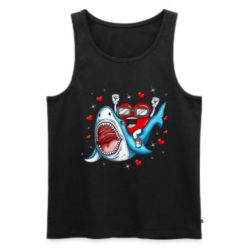 Shark Heart valentine's day Heart Shark Motif - Men's Premium Organic Tank Top - black - Front - AI Model Male 178 light (178cm)