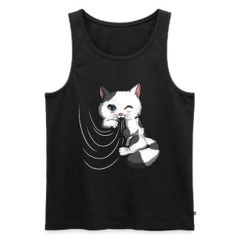 Curtain Cute Hangover Plays Blanket Cat Owner - Men's Premium Organic Tank Top - black - Front - AI Model Male 178 light (178cm)