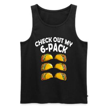 Mexico Holiday Fifth May Taco Sixpack Gym Sport - Men's Premium Organic Tank Top - black - Front - AI Model Male 178 light (178cm)