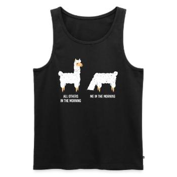 Llama is tired sleeping pyjamas morning grouch alpaca - Men's Premium Organic Tank Top - black - Front - AI Model Male 178 light (178cm)