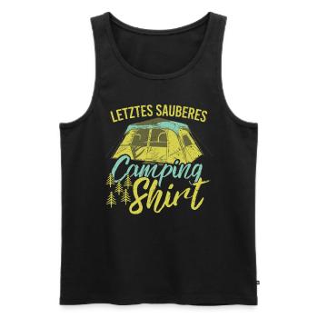Mein letztes sauberes Oberteil beim Camping - Männer Premium Bio Tank Top - Schwarz - Vorne - AI Model Male 178 light (178cm)