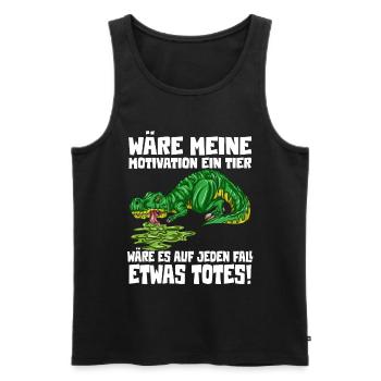Motivation lustlos Witziges T-Rex Dino Outfit - Männer Premium Bio Tank Top - Schwarz - Vorne - Michal (187cm)