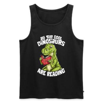Dinosaurier T-Rex Buch Bücher lesen Dino Geschenk - Männer Premium Bio Tank Top - Schwarz - Vorne - Michal (187cm)