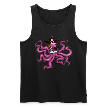 Oktopus Pirat Piratenhut Augenklappe Schnurbart - Männer Premium Bio Tank Top - Schwarz - Vorne - Michal (187cm)