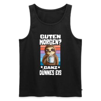 Faultier will Kaffee Guten Morgen? Ganz dünnes Eis - Männer Premium Bio Tank Top - Schwarz - Vorne - AI Model Male 178 light (178cm)