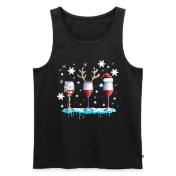 Red Wine Wine Glass with Antlers and Snow Christmas - Men's Premium Organic Tank Top - black - Front - Michal (187cm)