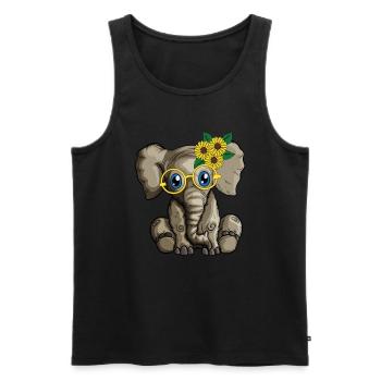 Süßer Babyelefant Blumen Brille Elefantenliebhaber - Männer Premium Bio Tank Top - Schwarz - Vorne - Michal (187cm)
