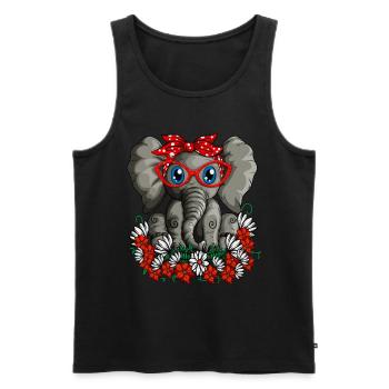 Süßer Kinder Baby Elefant mit roten Blumen Brille - Männer Premium Bio Tank Top - Schwarz - Vorne - AI Model Male 178 light (178cm)