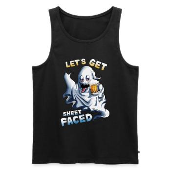 Let's Get Sheet Faced Beer Drinking on Halloween - Men's Premium Organic Tank Top - black - Front - AI Model Male 178 light (178cm)