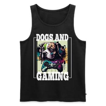 Chiens et jeux Hunde Gamer Controller Zocken - Débardeur bio Premium Homme - noir - Devant - Michal (187cm)