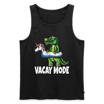 Vacay Fashion Holiday Ready Donosaur T-Rex Licorne - Débardeur bio Premium Homme - noir - Devant - AI Model Male 178 light (178cm)