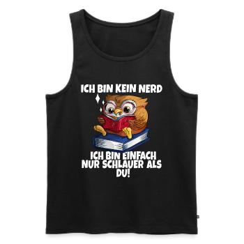 Eule mit heißem Tee Gemütlich ein Buch lesen - Männer Premium Bio Tank Top - Schwarz - Vorne - Michal (187cm)