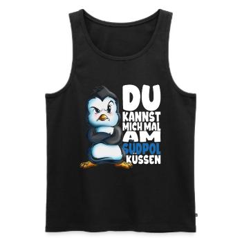 Kannst mich mal am Südpol küssen Pinguine - Männer Premium Bio Tank Top - Schwarz - Vorne - Michal (187cm)